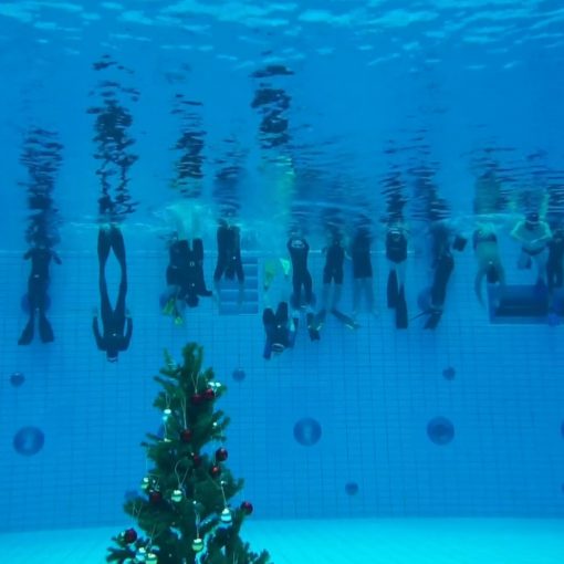 Weihnachtsbaum unter Wasser